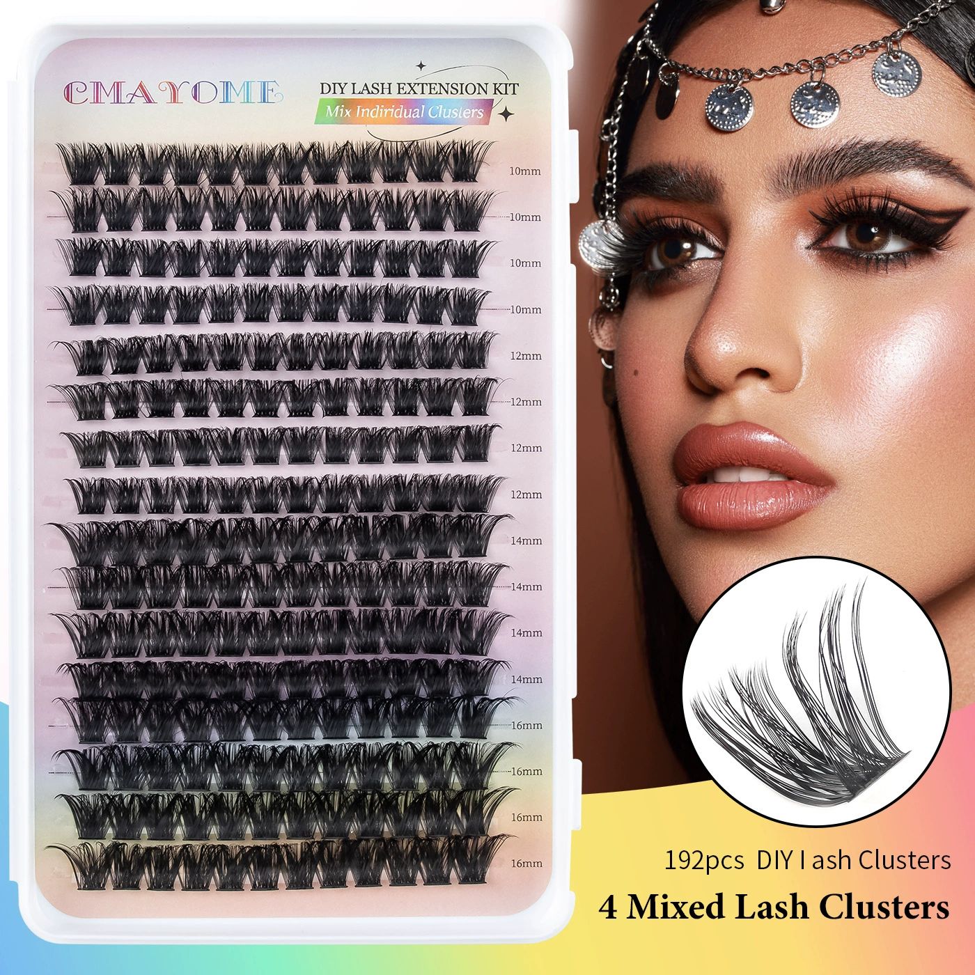 Lash Clusters Kit, 640 Pcs Eyelashes Cluster Extensions Kit 9-16mm Fluffy Individual Lashes 80D 100D D Curl False Eyelashes with Thin Band Match Tools for DIY (80D+100D)， Bond Seal Remover Tweezers