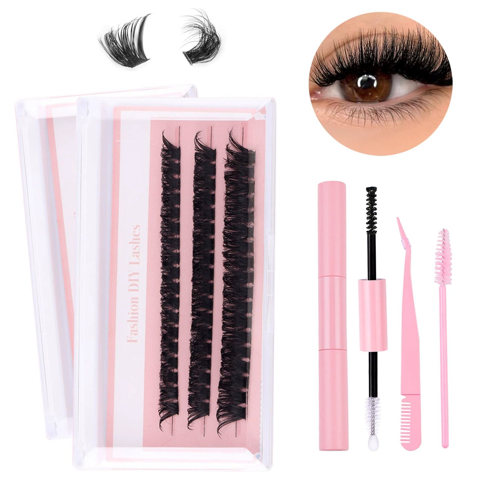 Lash Clusters Eyelash Extension 60 Pcs Lash Clusters With 30D and 40D Curl, 12mm-14mm Lengths, Contact Lens Friendly, Easy to Apply, Reusable Strip Lashes (30D Lashes+ set)
