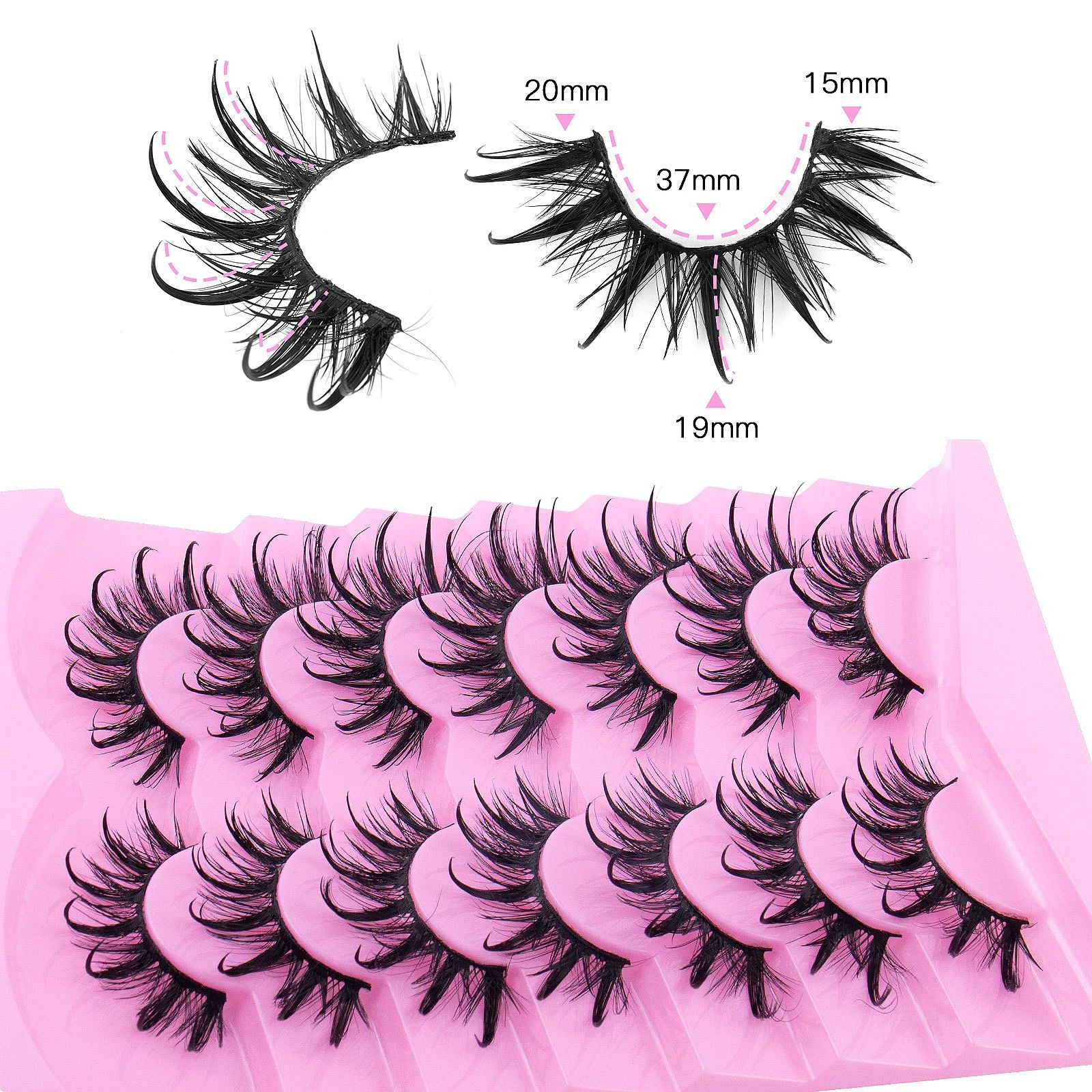 Manga Lashes Wet Look Thai Style Anime False Eyelashes 18mm Spiky Thick Dramatic Doll Lashes Japanese Korean Lashes 7 Pairs view 2