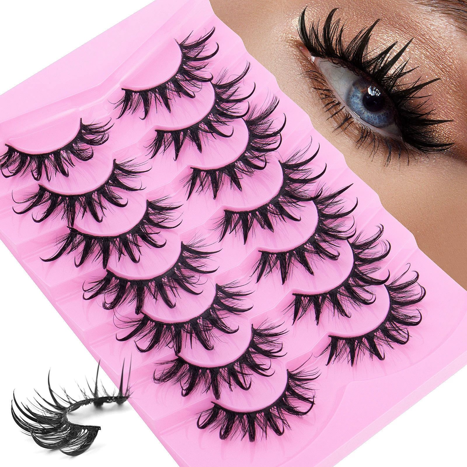 Manga Lashes Wet Look Thai Style Anime False Eyelashes 18mm Spiky Thick Dramatic Doll Lashes Japanese Korean Lashes 7 Pairs view 5