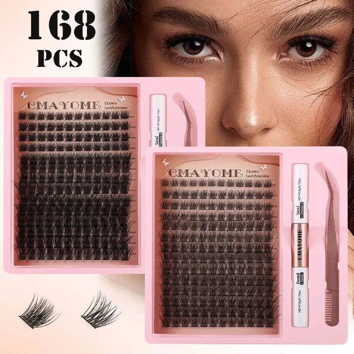 Natural DIY Lash Extension Kit Wispy Lash Clusters D Individual Lashes 20D+30D 280Pcs Lash Clusters Kit 10-16mm Eyelash Extension Kit
