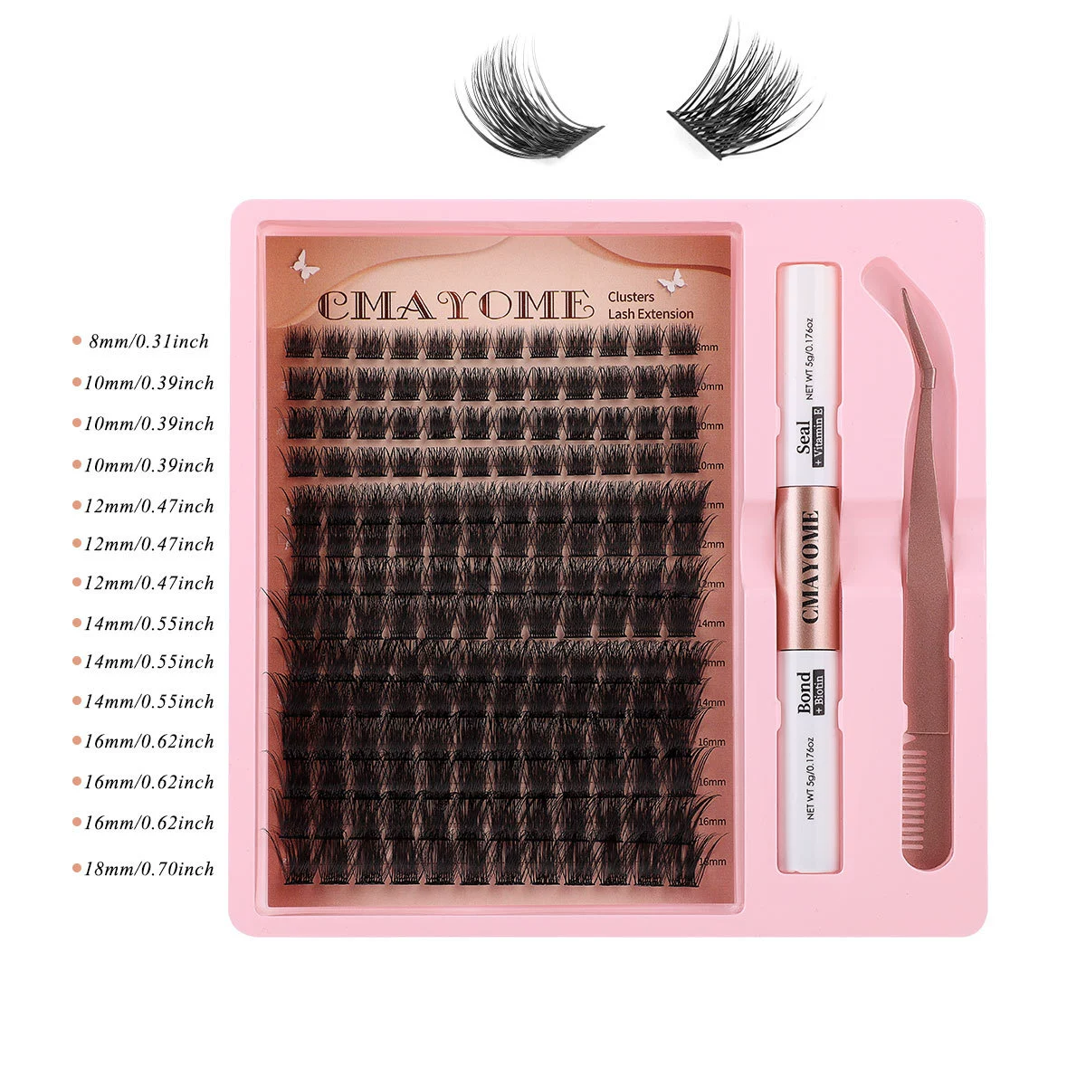 Natural DIY Lash Extension Kit Wispy Lash Clusters D Individual Lashes 20D+30D 280Pcs Lash Clusters Kit 10-16mm Eyelash Extension Kit