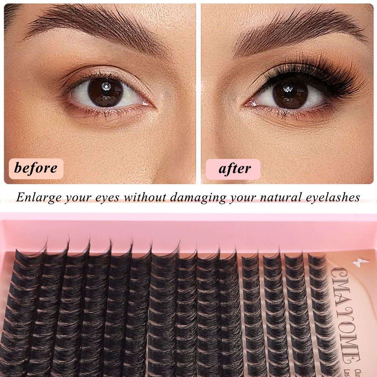 Natural DIY Lash Extension Kit Wispy Lash Clusters D Individual Lashes 20D+30D 280Pcs Lash Clusters Kit 10-16mm Eyelash Extension Kit