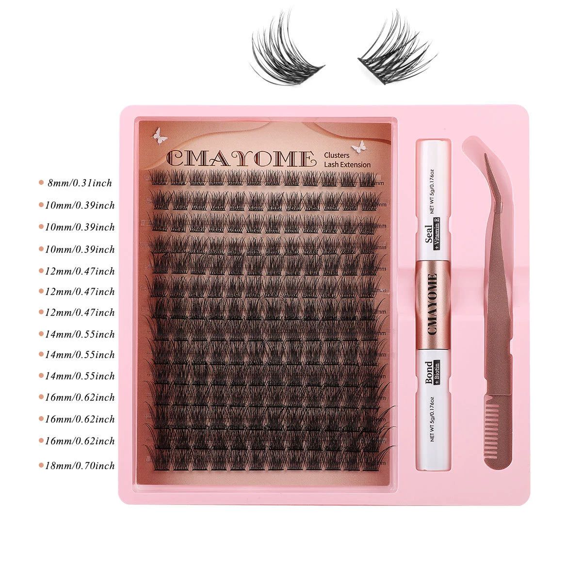 Natural DIY Lash Extension Kit Wispy Lash Clusters D Individual Lashes 20D+30D 280Pcs Lash Clusters Kit 10-16mm Eyelash Extension Kit