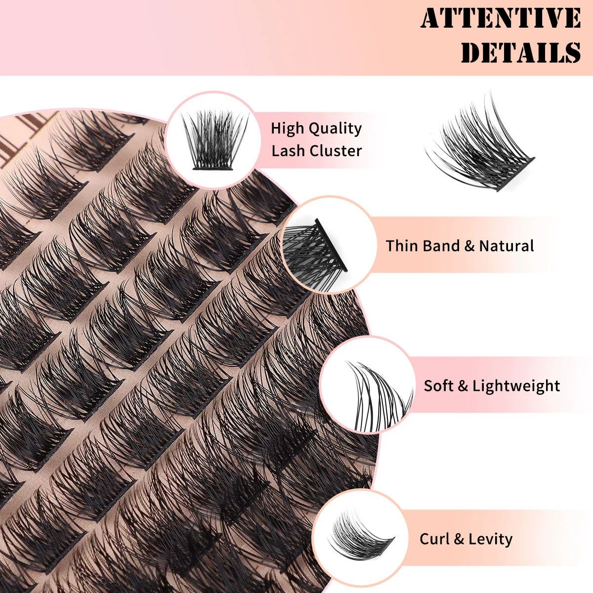 Natural DIY Lash Extension Kit Wispy Lash Clusters D Individual Lashes 20D+30D 280Pcs Lash Clusters Kit 10-16mm Eyelash Extension Kit