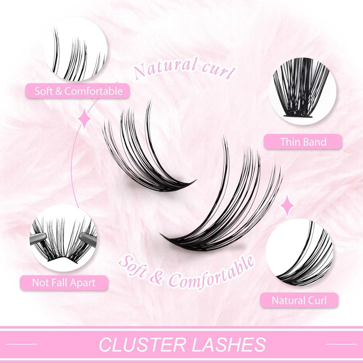 Eyelash Extension Kit  Lash Clusters D Curly 12-18mm Mix 40D Individual Lashes Wispy Lash Clusters Kit with Lash Bond and Seal  Lash Applicator for Lash Extension Beginners view 9
