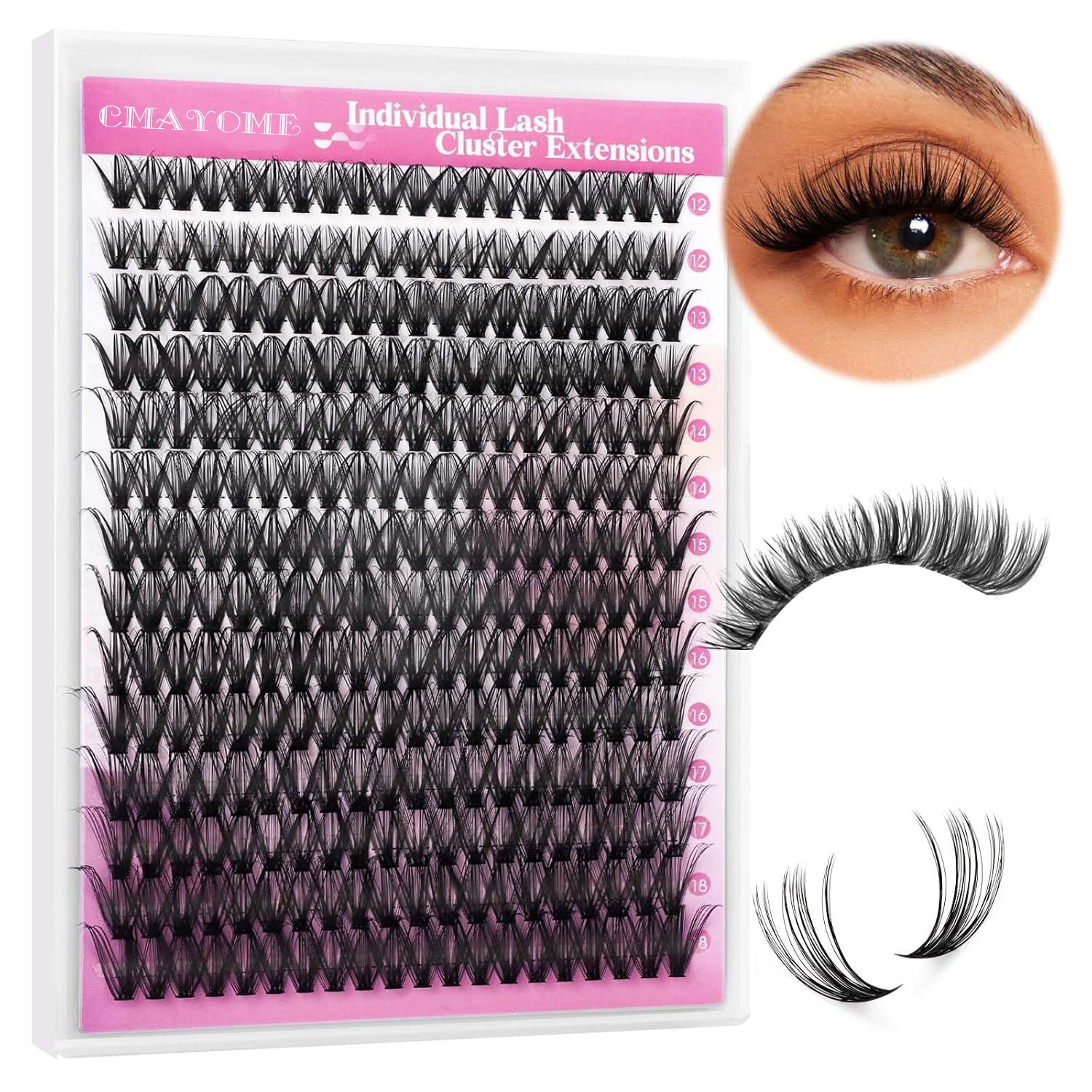 Eyelash Extension Kit  Lash Clusters D Curly 12-18mm Mix 40D Individual Lashes Wispy Lash Clusters Kit with Lash Bond and Seal  Lash Applicator for Lash Extension Beginners view 8