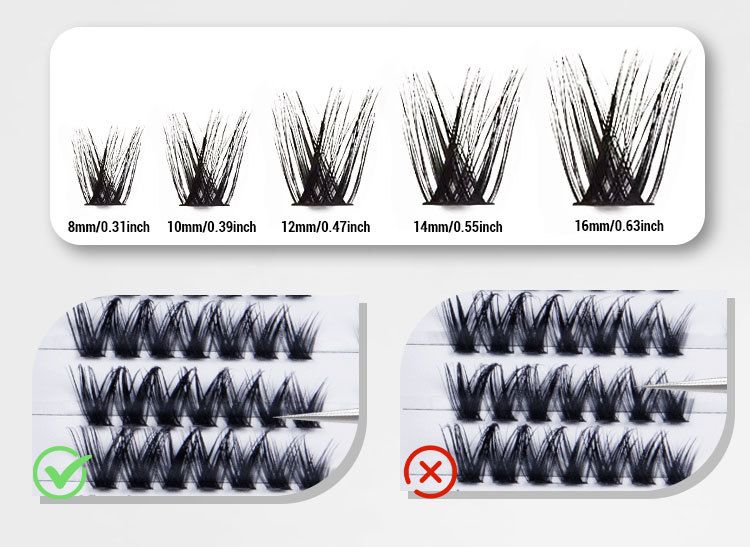 Volume Lash Clusters Kit D Curl Lashes Extensions Thick Volume Eyelash Clusters DIY Eyelash Extension10-16mm Fluffy Cluster Eyelash Extension DIY Lashes