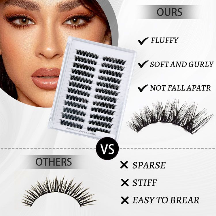 Volume Lash Clusters Kit D Curl Lashes Extensions Thick Volume Eyelash Clusters DIY Eyelash Extension10-16mm Fluffy Cluster Eyelash Extension DIY Lashes view 7