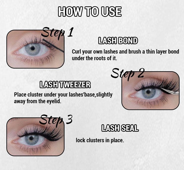 Volume Lash Clusters Kit D Curl Lashes Extensions Thick Volume Eyelash Clusters DIY Eyelash Extension10-16mm Fluffy Cluster Eyelash Extension DIY Lashes view 10