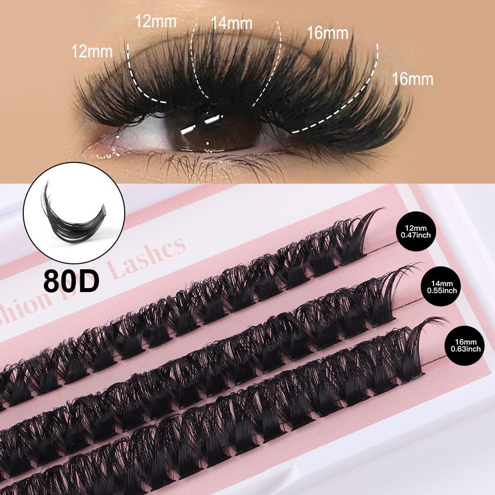 Lash Clusters Eyelash Extension 60 Pcs Lash Clusters With 30D and 40D Curl, 12mm-14mm Lengths, Contact Lens Friendly, Easy to Apply, Reusable Strip Lashes (30D Lashes+ set)