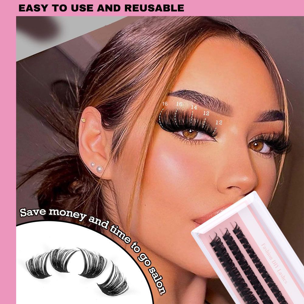 Lash Clusters Eyelash Extension 60 Pcs Lash Clusters With 30D and 40D Curl, 12mm-14mm Lengths, Contact Lens Friendly, Easy to Apply, Reusable Strip Lashes (30D Lashes+ set)