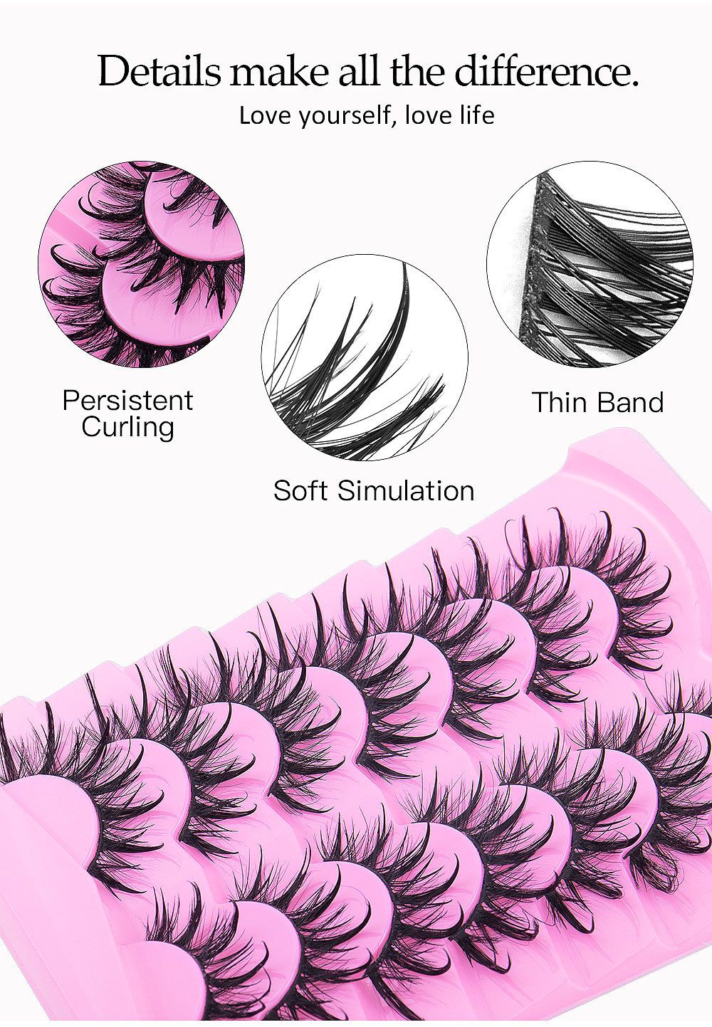 Manga Lashes Wet Look Thai Style Anime False Eyelashes 18mm Spiky Thick Dramatic Doll Lashes Japanese Korean Lashes 7 Pairs view 9