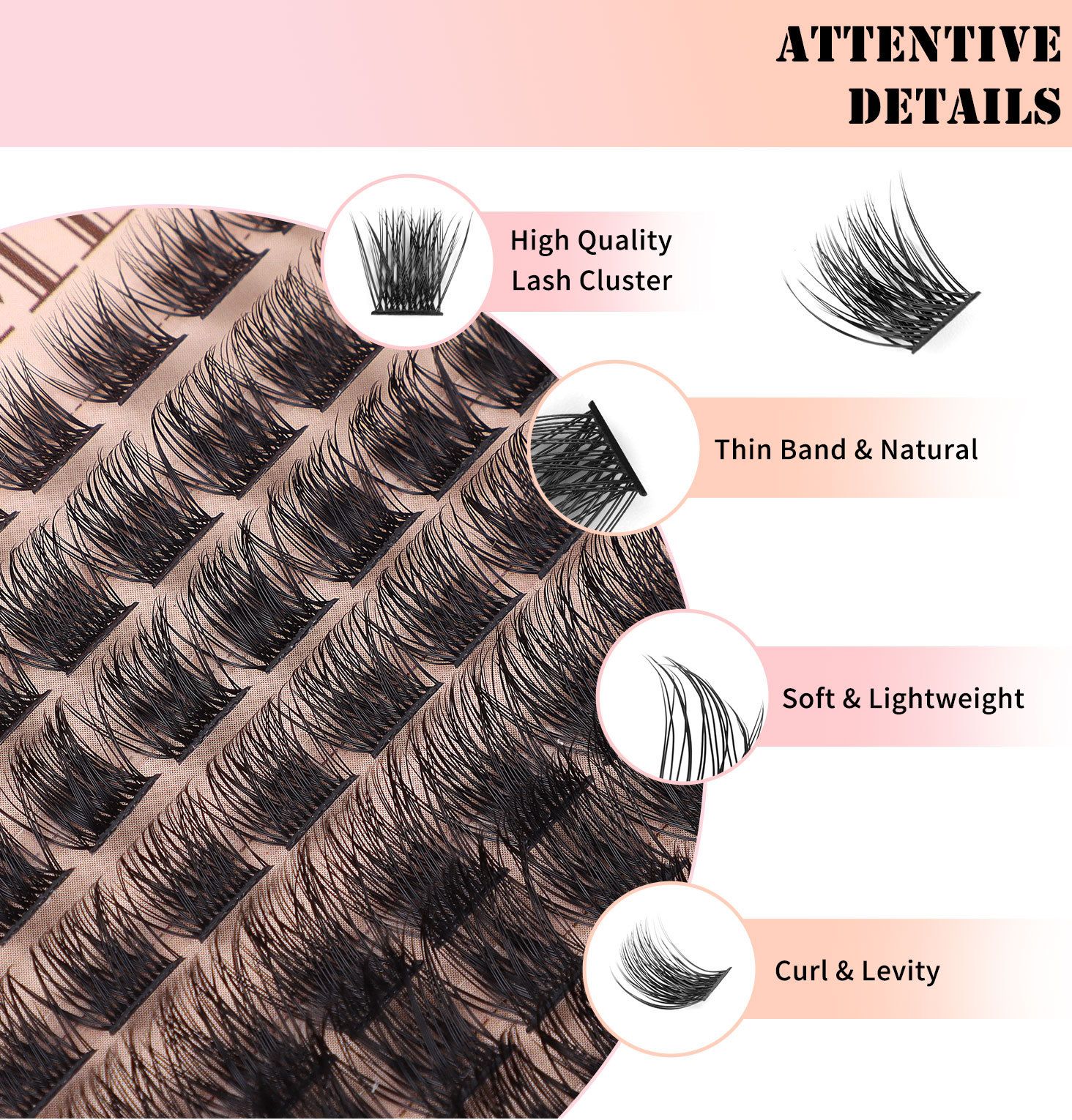 Natural DIY Lash Extension Kit Wispy Lash Clusters D Individual Lashes 20D+30D 280Pcs Lash Clusters Kit 10-16mm Eyelash Extension Kit