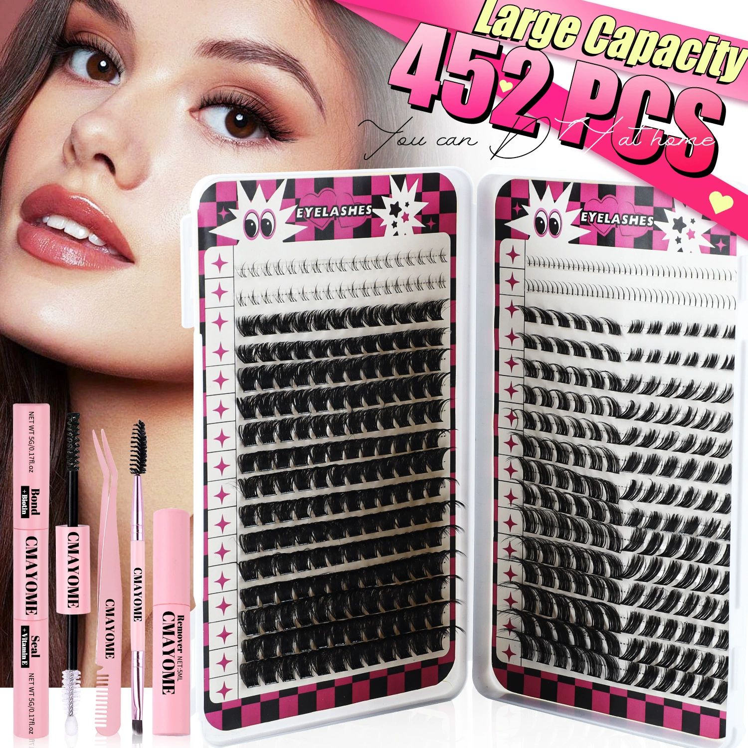 Fluffy Lash Clusters Thick 80/100D Volume Eyelash Clusters 10-16mm Wispy Individual Lashes D Curl Cluster Eyelash Extensions DIY Lash Extension for Beginner