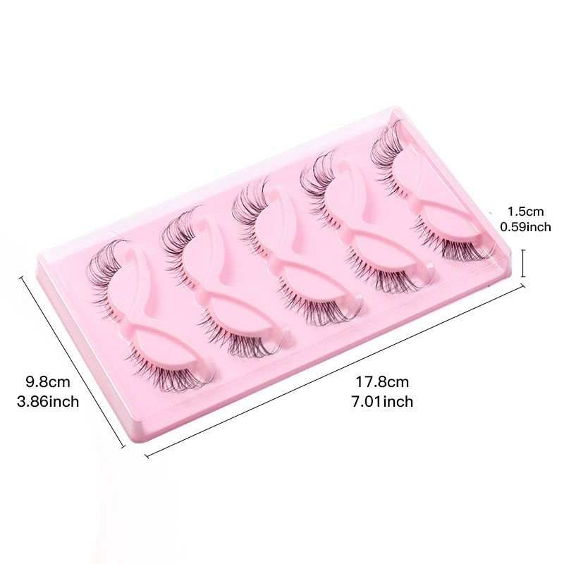Cat Eye Lashes Natural Look Fox False Eyelashes Gorgeous Wispy & Lightweight Faux Mink Lashes for Doll Eye Makeup 5 Pairs Pack