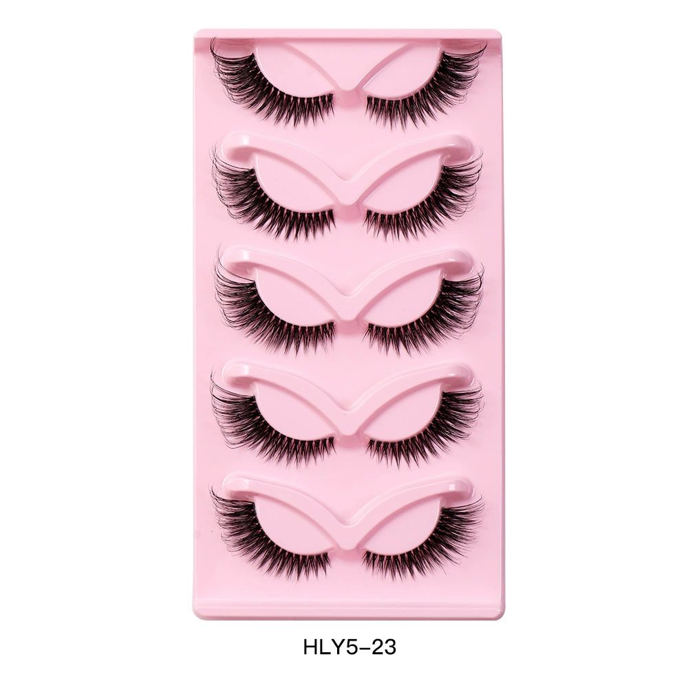 Cat Eye Lashes Natural Look Fox False Eyelashes Gorgeous Wispy & Lightweight Faux Mink Lashes for Doll Eye Makeup 5 Pairs Pack