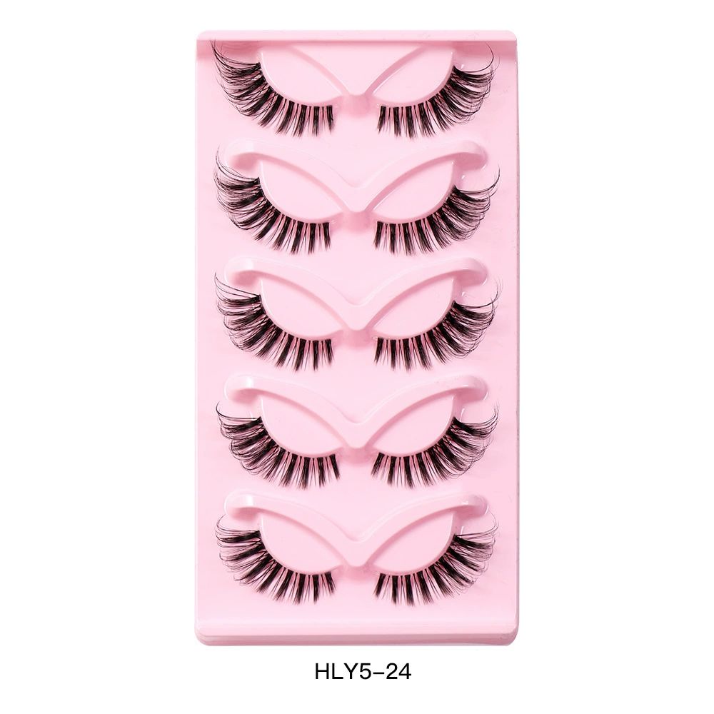 Cat Eye Lashes Natural Look Fox False Eyelashes Gorgeous Wispy & Lightweight Faux Mink Lashes for Doll Eye Makeup 5 Pairs Pack