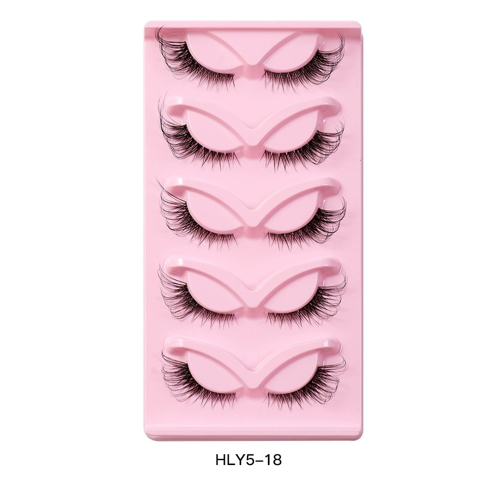 Cat Eye Lashes Natural Look Fox False Eyelashes Gorgeous Wispy & Lightweight Faux Mink Lashes for Doll Eye Makeup 5 Pairs Pack