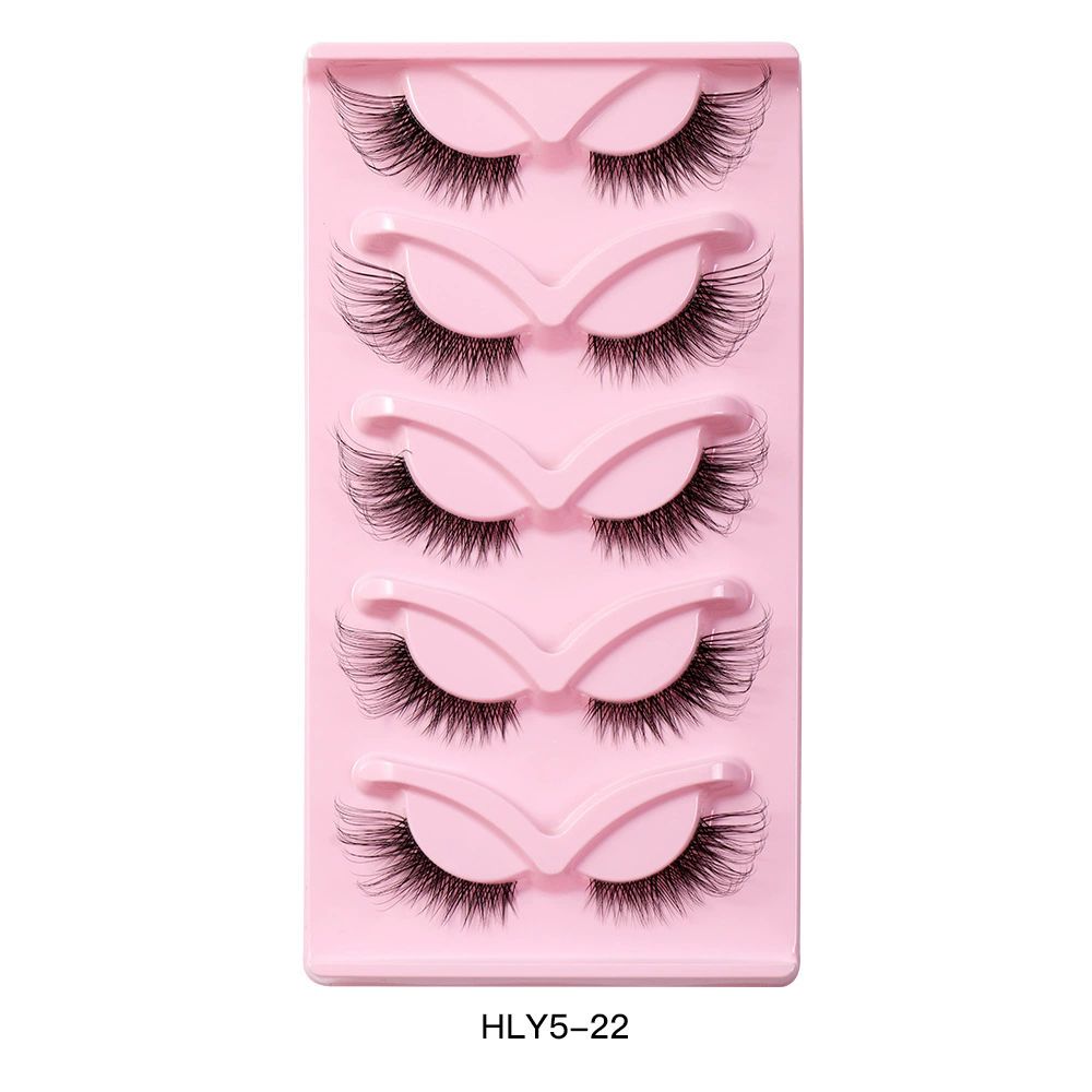 Cat Eye Lashes Natural Look Fox False Eyelashes Gorgeous Wispy & Lightweight Faux Mink Lashes for Doll Eye Makeup 5 Pairs Pack