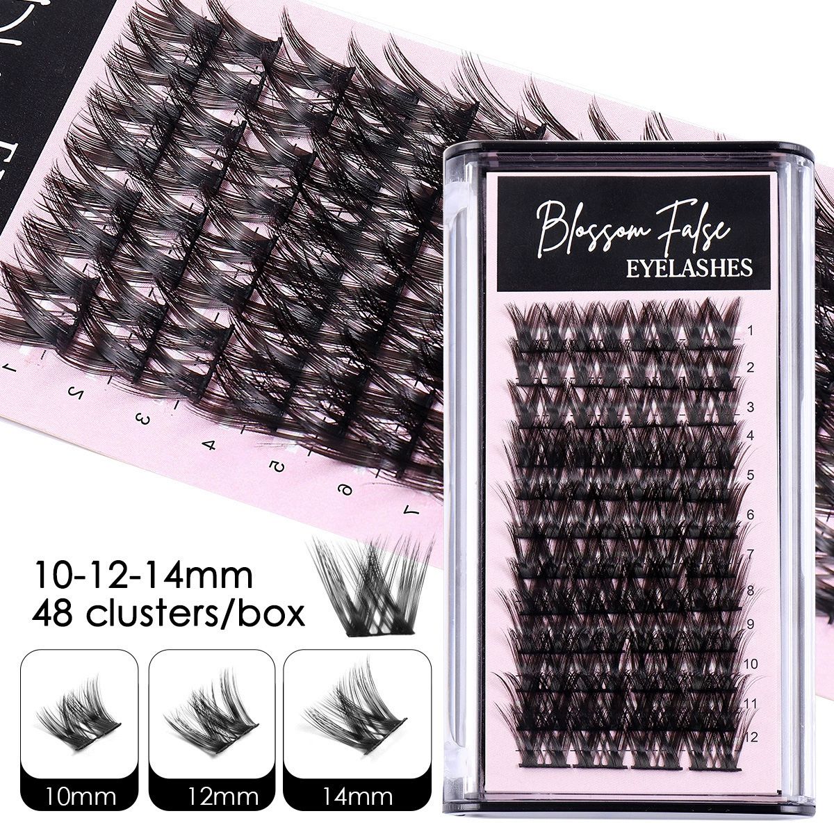 Lash Clusters  D Curl 14mm DIY Eyelash Extensions C D Curl B&Qaugen Mega Volume Individual Lashes Eyelash Clusters Extensions Individual Lashes Cluster DIY at Home Lashes view 2