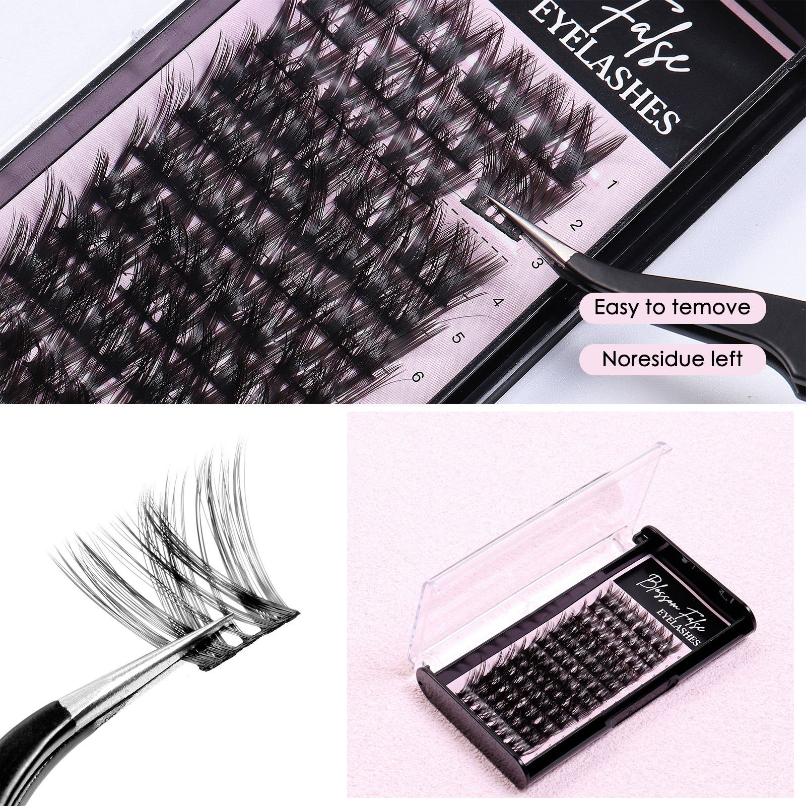 Lash Clusters  D Curl 14mm DIY Eyelash Extensions C D Curl B&Qaugen Mega Volume Individual Lashes Eyelash Clusters Extensions Individual Lashes Cluster DIY at Home Lashes view 5