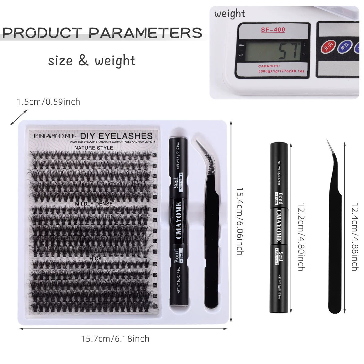 DIY Lash Extension Kit - 300pcs Lashes Clusters 0.07D 40D+50D Mix, 10-16mm D Curl Soft Wispy Lash Clusters Kit with Bond, Seal, Remover & Tweezers for Easy At-Home Application Nature Look view 5