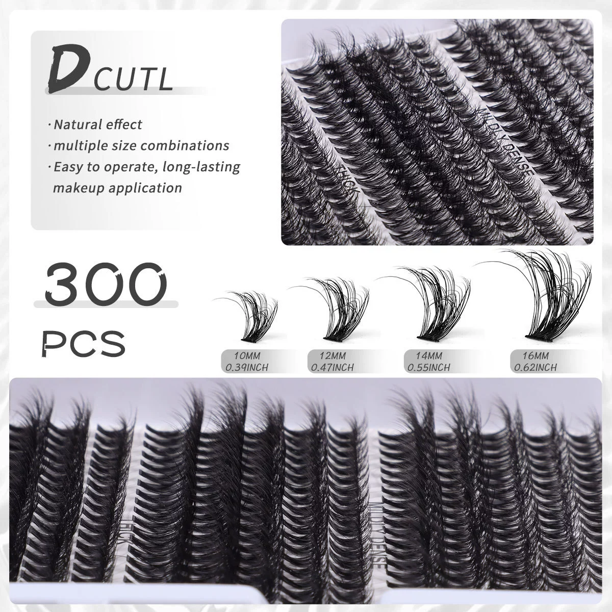 DIY Lash Extension Kit - 300pcs Lashes Clusters 0.07D 40D+50D Mix, 10-16mm D Curl Soft Wispy Lash Clusters Kit with Bond, Seal, Remover & Tweezers for Easy At-Home Application Nature Look view 2