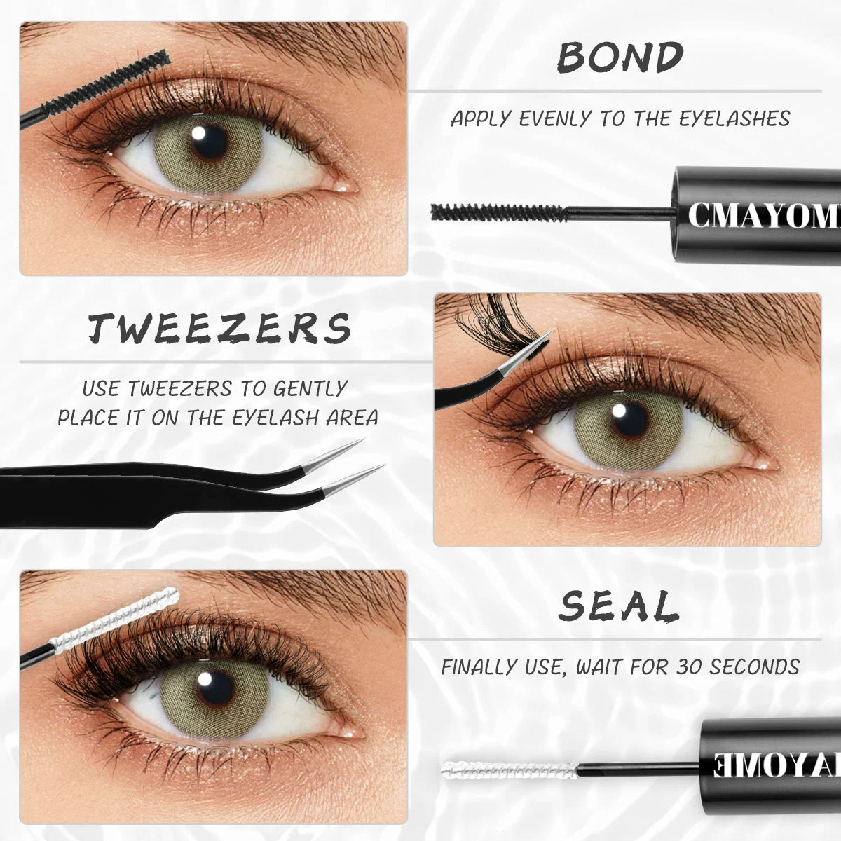 DIY Lash Extension Kit - 300pcs Lashes Clusters 0.07D 40D+50D Mix, 10-16mm D Curl Soft Wispy Lash Clusters Kit with Bond, Seal, Remover & Tweezers for Easy At-Home Application Nature Look view 3