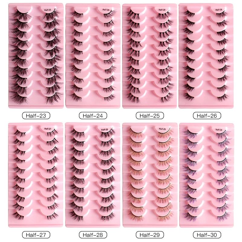 10 Pairs Half Lashes 3D Eyelashes Fluffy Natural Lashes Curl False Eyelashes Natural Look Wispy Fake Lashes Multipack view 5