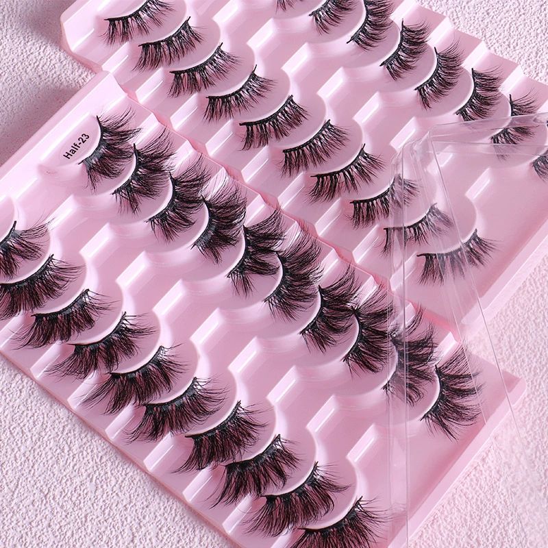 10 Pairs Half Lashes 3D Eyelashes Fluffy Natural Lashes Curl False Eyelashes Natural Look Wispy Fake Lashes Multipack view 3