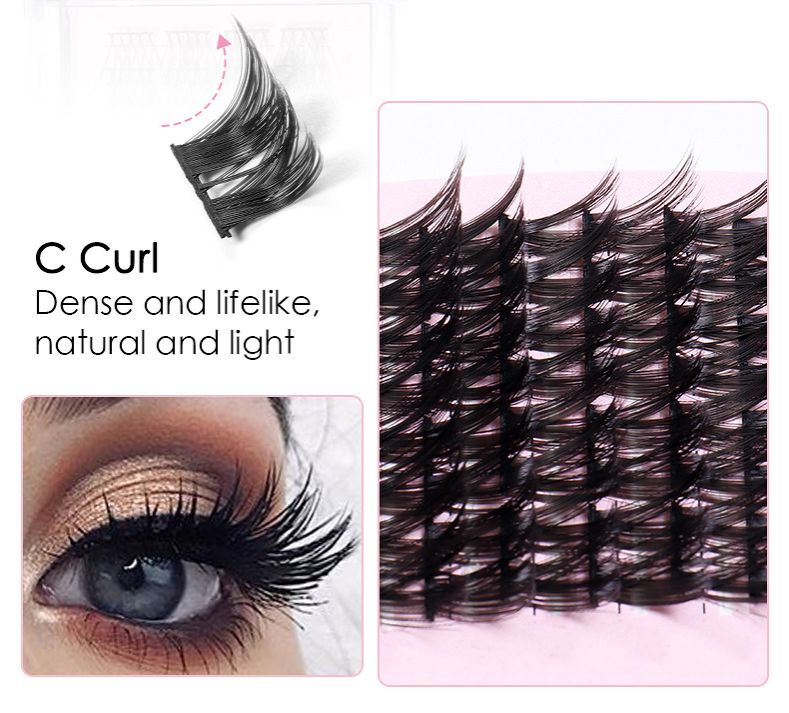 Lash Clusters  D Curl 14mm DIY Eyelash Extensions C D Curl B&Qaugen Mega Volume Individual Lashes Eyelash Clusters Extensions Individual Lashes Cluster DIY at Home Lashes view 7