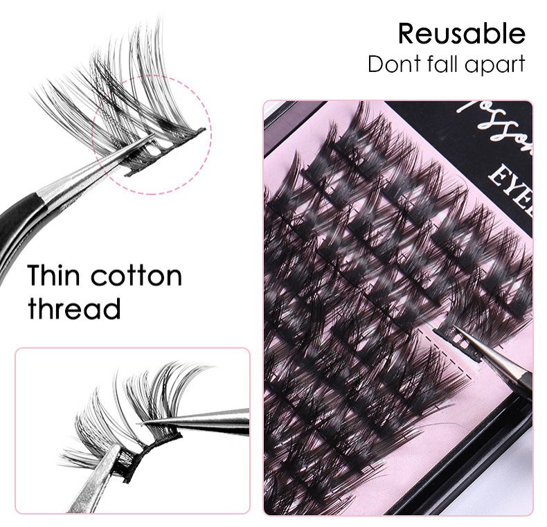 Lash Clusters  D Curl 14mm DIY Eyelash Extensions C D Curl B&Qaugen Mega Volume Individual Lashes Eyelash Clusters Extensions Individual Lashes Cluster DIY at Home Lashes view 8
