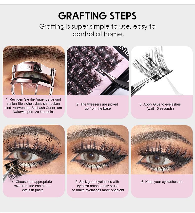 Lash Clusters  D Curl 14mm DIY Eyelash Extensions C D Curl B&Qaugen Mega Volume Individual Lashes Eyelash Clusters Extensions Individual Lashes Cluster DIY at Home Lashes view 9