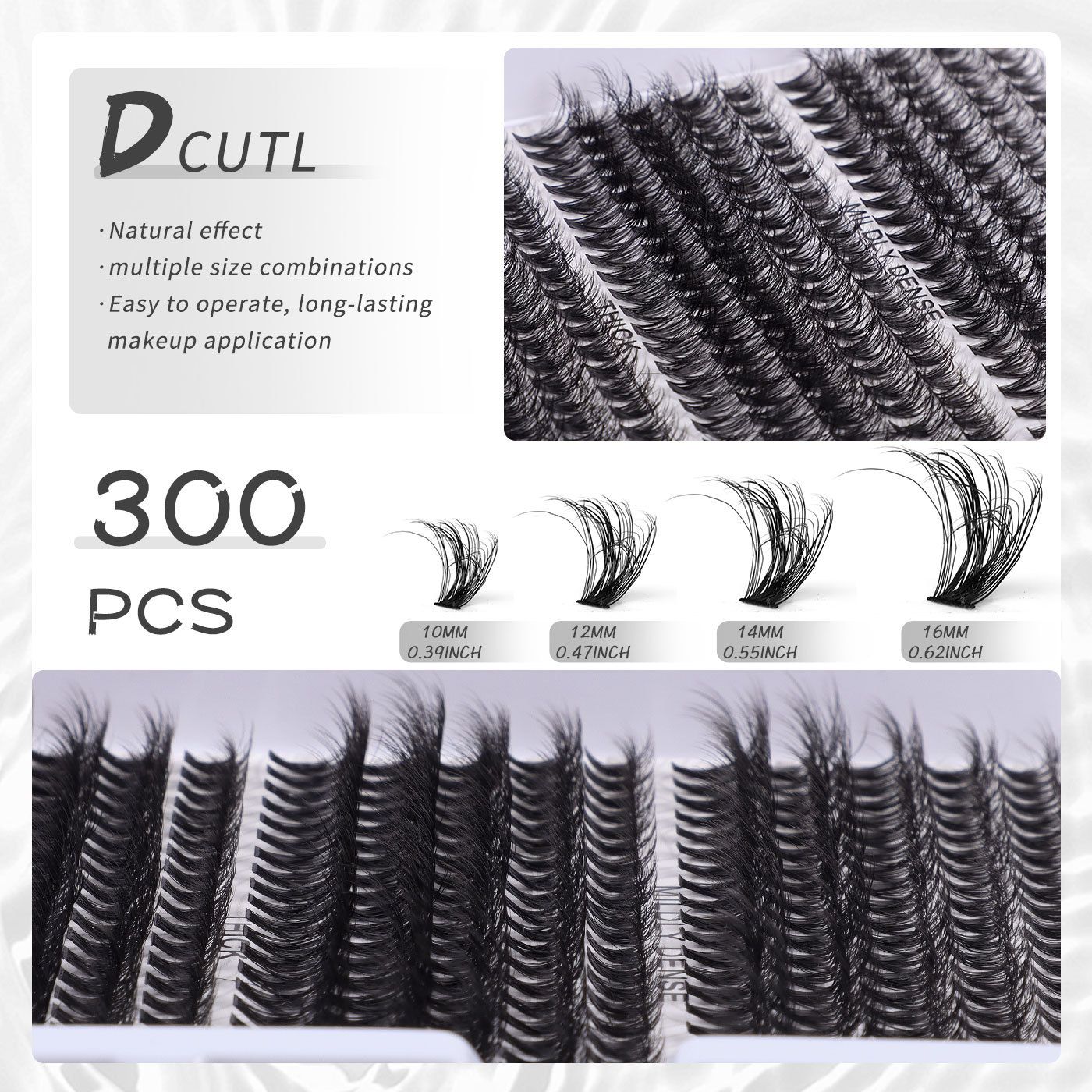 DIY Lash Extension Kit - 300pcs Lashes Clusters 0.07D 40D+50D Mix, 10-16mm D Curl Soft Wispy Lash Clusters Kit with Bond, Seal, Remover & Tweezers for Easy At-Home Application Nature Look view 8