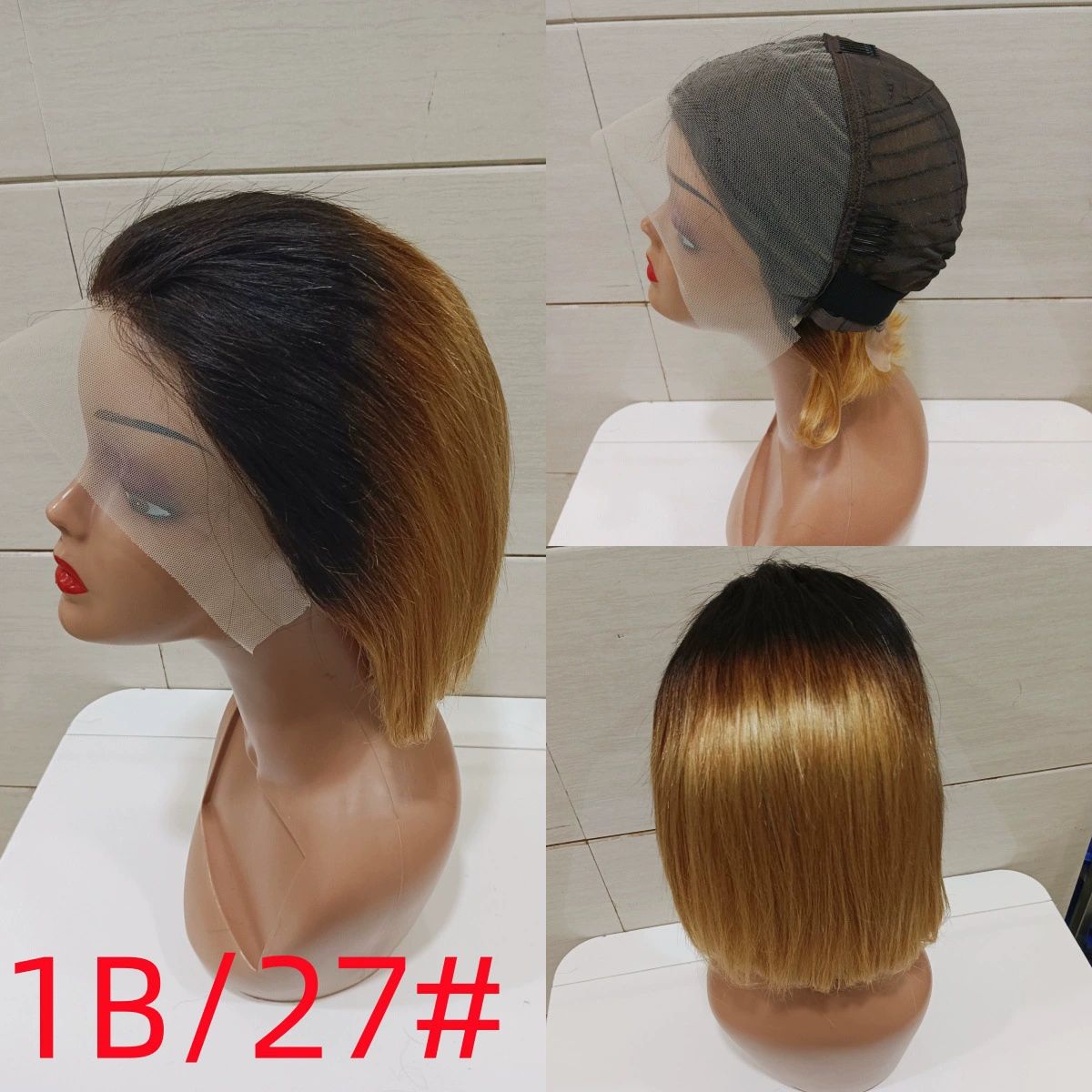 Bob Wig Human Hair 13x4 HD  7inch straight Bob 100%human hair Lace Frontal Short Straight Lace Front Bob Wigs for Black Women Human Hair Pre Plucked Glueless Side Part 180% Density Ombre Ginger Brown