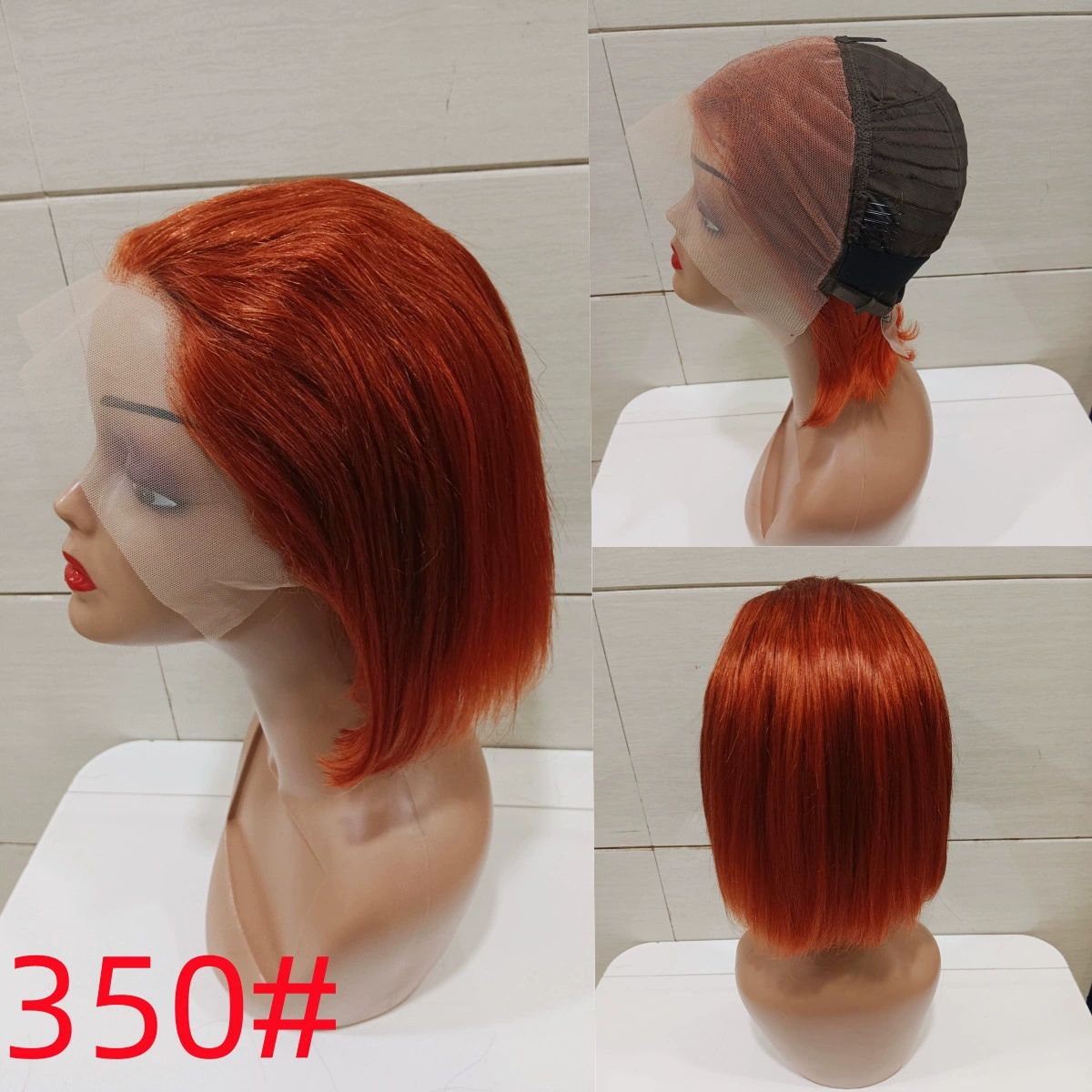 Bob Wig Human Hair 13x4 HD  7inch straight Bob 100%human hair Lace Frontal Short Straight Lace Front Bob Wigs for Black Women Human Hair Pre Plucked Glueless Side Part 180% Density Ombre Ginger Brown
