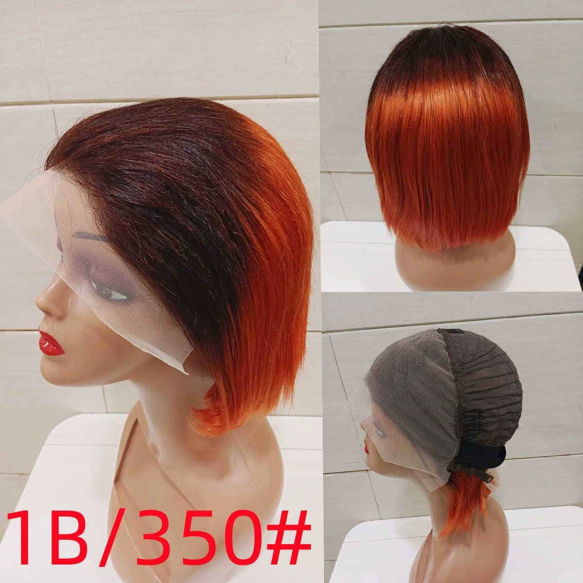 Bob Wig Human Hair 13x4 HD  7inch straight Bob 100%human hair Lace Frontal Short Straight Lace Front Bob Wigs for Black Women Human Hair Pre Plucked Glueless Side Part 180% Density Ombre Ginger Brown