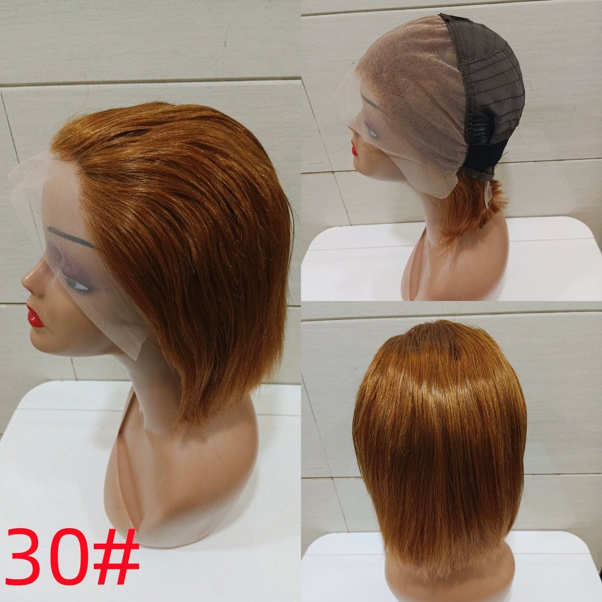 Bob Wig Human Hair 13x4 HD  7inch straight Bob 100%human hair Lace Frontal Short Straight Lace Front Bob Wigs for Black Women Human Hair Pre Plucked Glueless Side Part 180% Density Ombre Ginger Brown