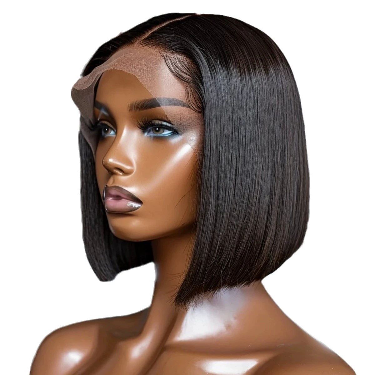 Bob Wig Human Hair 13x4 HD  7inch straight Bob 100%human hair Lace Frontal Short Straight Lace Front Bob Wigs for Black Women Human Hair Pre Plucked Glueless Side Part 180% Density Ombre Ginger Brown