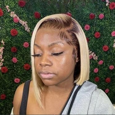 Ash Blonde Short Bob Wig Human Hair 180% Denstiy 13x4 HD Lace Front Human Hair Wig for Women Ombre Ash Blonde Glueless Straight Bob Wig with Dark Roots Invisible Knots 10 Inch