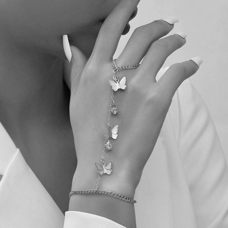 Gold Hand Chain Bracelet for Women Trendy, Dainty 14k Gold Ring Bracelet Hand Chain Finger Ring Slave Cuff Bracelet Cubic Alloy Gold Bracelets Jewelry Accessories for Women