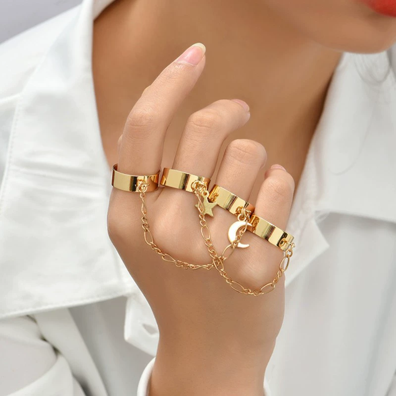Gold Hand Chain Bracelet for Women Trendy, Dainty 14k Gold Ring Bracelet Hand Chain Finger Ring Slave Cuff Bracelet Cubic Alloy Gold Bracelets Jewelry Accessories for Women