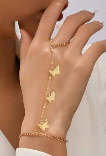 Gold Hand Chain Bracelet for Women Trendy, Dainty 14k Gold Ring Bracelet Hand Chain Finger Ring Slave Cuff Bracelet Cubic Alloy Gold Bracelets Jewelry Accessories for Women