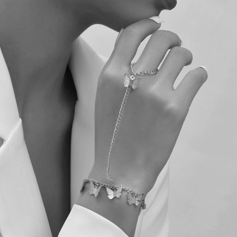 Gold Hand Chain Bracelet for Women Trendy, Dainty 14k Gold Ring Bracelet Hand Chain Finger Ring Slave Cuff Bracelet Cubic Alloy Gold Bracelets Jewelry Accessories for Women