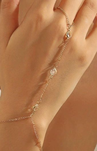 Gold Hand Chain Bracelet for Women Trendy, Dainty 14k Gold Ring Bracelet Hand Chain Finger Ring Slave Cuff Bracelet Cubic Alloy Gold Bracelets Jewelry Accessories for Women