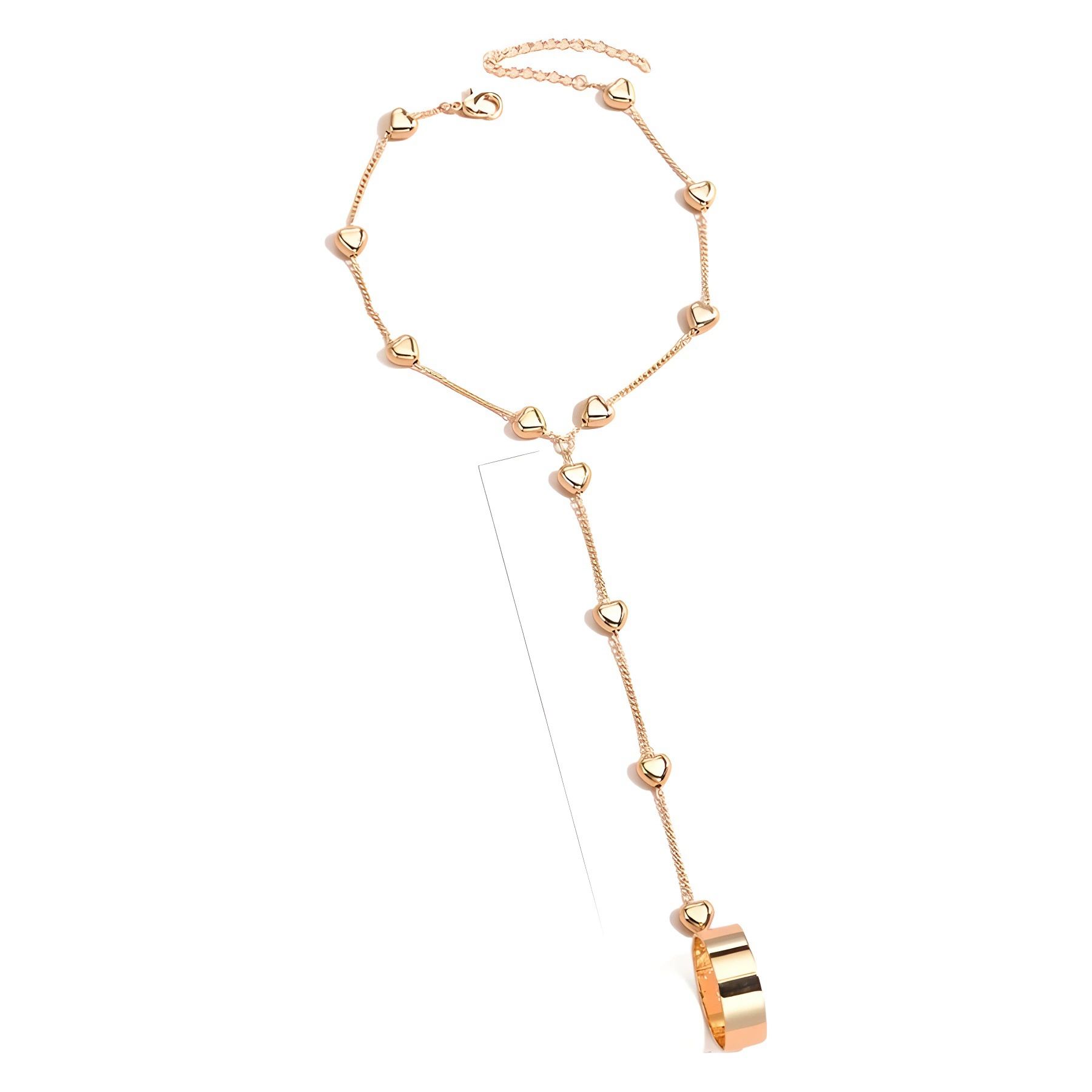 Gold Hand Chain Bracelet for Women Trendy, Dainty 14k Gold Ring Bracelet Hand Chain Finger Ring Slave Cuff Bracelet Cubic Alloy Gold Bracelets Jewelry Accessories for Women