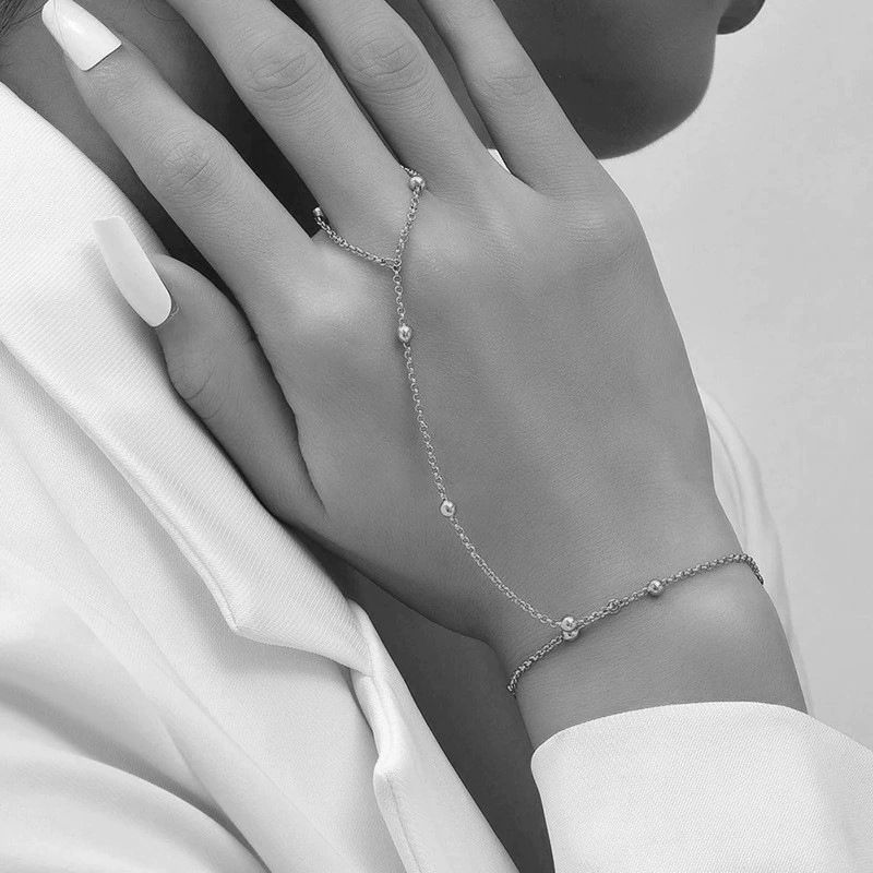Gold Hand Chain Bracelet for Women Trendy, Dainty 14k Gold Ring Bracelet Hand Chain Finger Ring Slave Cuff Bracelet Cubic Alloy Gold Bracelets Jewelry Accessories for Women
