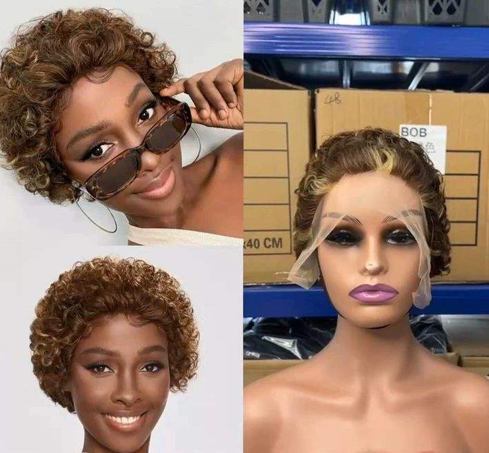 Short Curly Pixie Cut Wig Human Hair, 13X1 Lace Front Human Hair Wigs for Black Women, 6 Inches Layered Lightweight and Breathable Wig