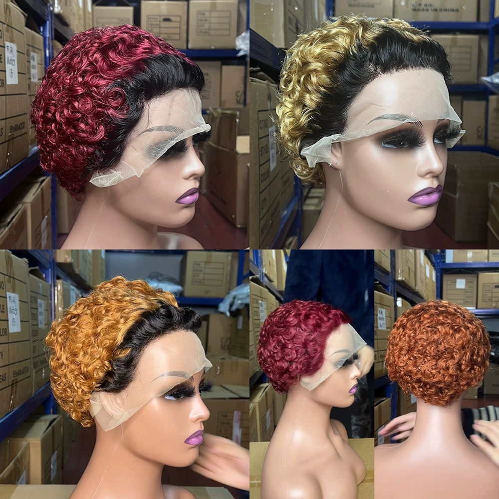 Short Curly Pixie Cut Wig Human Hair, 13X1 Lace Front Human Hair Wigs for Black Women, 6 Inches Layered Lightweight and Breathable Wig